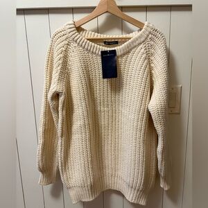 NWT Brandy Melville Ivory Longline Wide Neck Sweater ONE SIZE